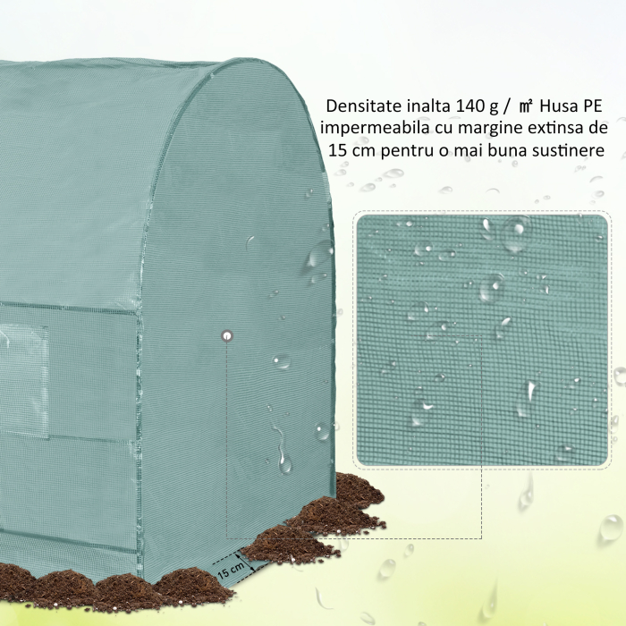  sera de gradina din PE, 245x200x198cm, verde [6]