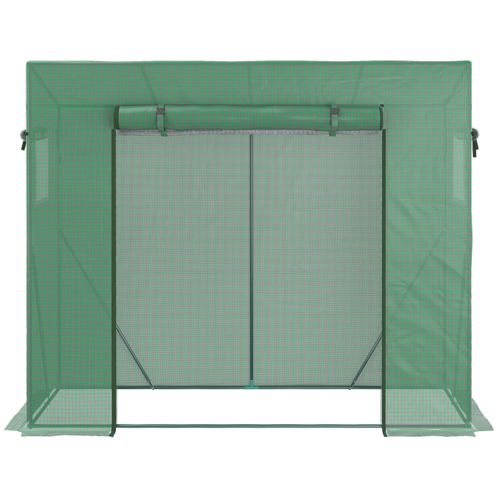  Sera de gradina din PE si otel cu 4 carlige, 2 ferestre laterale si copertina superioara ranforsata, 200x77x148-169 cm [9]