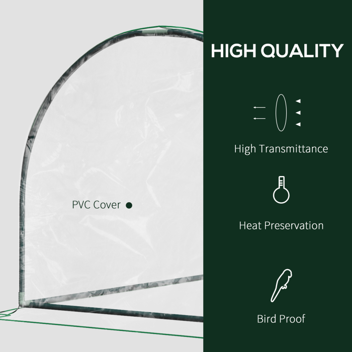  Sera de gradina in forma de tunel din otel cu acoperire din PVC, 200x100x80 cm, transparenta si verde [6]