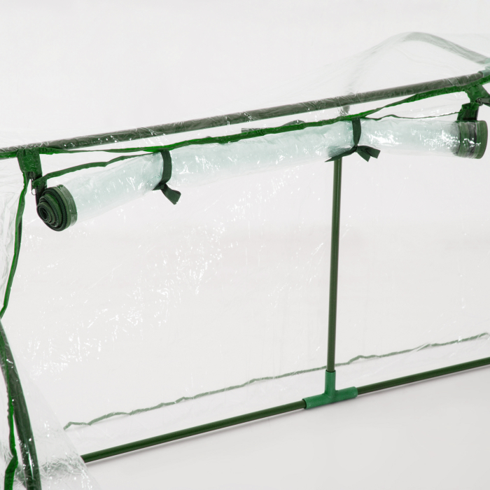  Sera de gradina in forma de tunel din otel cu acoperire din PVC, 200x100x80 cm, transparenta si verde [9]