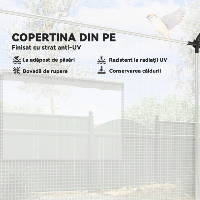  Sera de Gradina Tip Tunel 2x3x2 m cu Usi si Ferestre Rulabile, Sera pentru Gradina cu Acoperis inclinat, Structura din Otel si Acoperire din Polietilena, pentru Gradina, Verdeturi, Flori, Fructe, Ant [4]