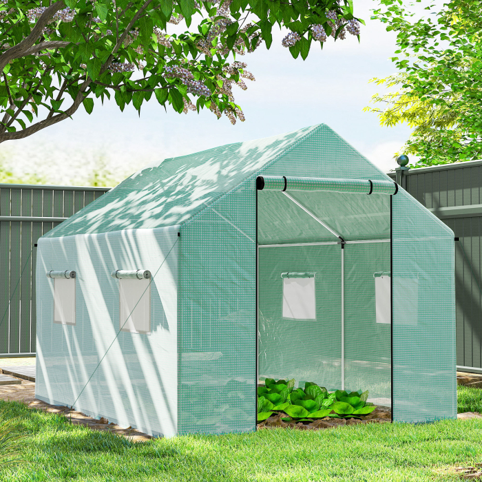  Sera de Gradina Tip Tunel 2x3x2 m cu Usi si Ferestre Rulabile, Sera pentru Gradina cu Acoperis inclinat, Structura din Otel si Acoperire PE, pentru Legume, Flori, Fructe, Anti-UV, Verde [2]
