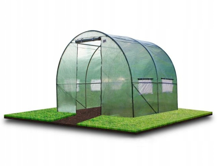 Sera gradina tip tunel 200x200x200 cm, folie PE 140g/m2 UV4, ferestre cu plase tantari, usa fermoar, 4 mp, verde [2]