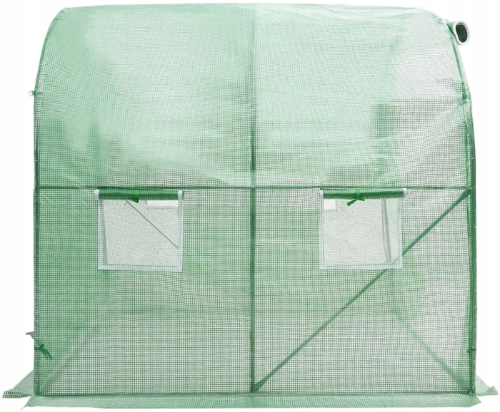 Sera gradina tip tunel 200x200x200 cm, folie PE 140g/m2 UV4, ferestre cu plase tantari, usa fermoar, 4 mp, verde [10]
