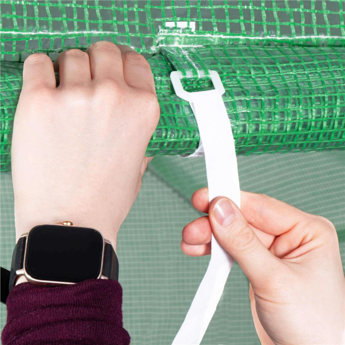 Sera gradina tip tunel 200x450x200 cm, folie PE 140g/m2 UV4, 9 ferestre cu plase tantari, usa cu incuietori, 9 mp, verde [6]