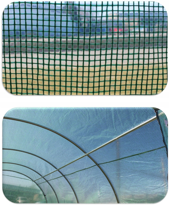 Sera gradina tip tunel 250x400x200 cm, folie PE 140g/m2 UV4, 3 segmente, 6 ferestre rulante, usa blocabila, 10 mp, verde [10]