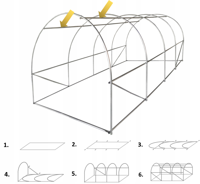 Sera gradina tip tunel 250x400x200 cm, folie PE 140g/m2 UV4, 4 segmente, 8 ferestre rulante, usa blocabila, 10 mp, verde [3]
