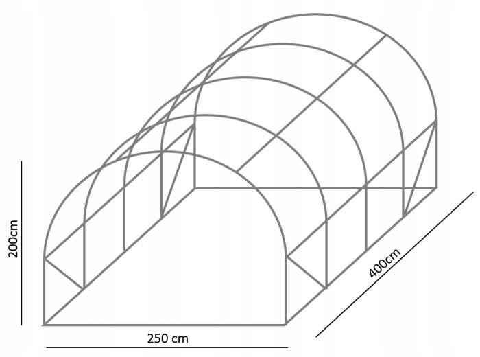 Sera gradina tip tunel 250x400x200 cm, folie PE 140g/m2 UV4, 4 segmente, 8 ferestre rulante, usa blocabila, 10 mp, verde [7]