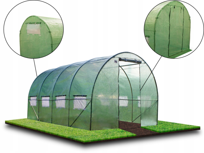 Sera de gradina, tip tunel cu cadru metalic, 250x400cm, 10mp, fereastra suplimentara spate [11]