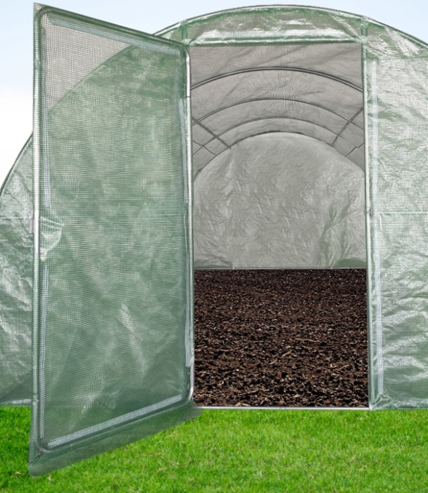 Sera gradina tip tunel 300x200x200 cm, folie PE 140g/m2 UV4, usa cadru cu balamale, 8 ferestre, 6 mp, verde [5]