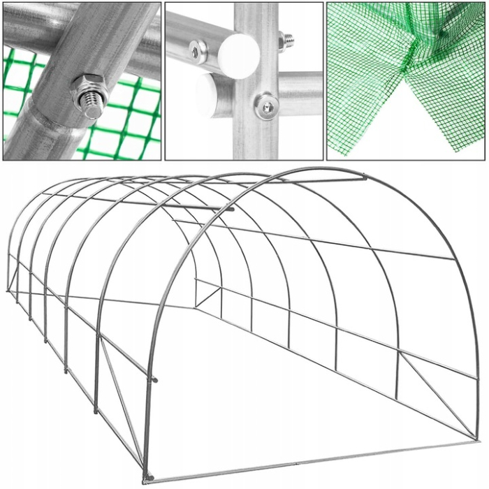 Sera gradina tip tunel 300x600x200 cm, folie PE 140g/m2 UV4, 13 ferestre cu plase tantari, usa lata, 18 mp, verde [9]