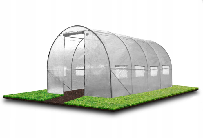 Sera gradina tip tunel 300x600x200 cm, folie PE 140g/m2 UV4, usa fermoar, ferestre cu plase tantari, 18 mp, alb [9]