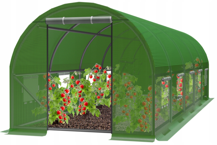 Sera gradina tip tunel 300x800x200 cm, folie PE 140g/m2 UV4, 10 ferestre, usa fermoar, 24 mp, verde [2]