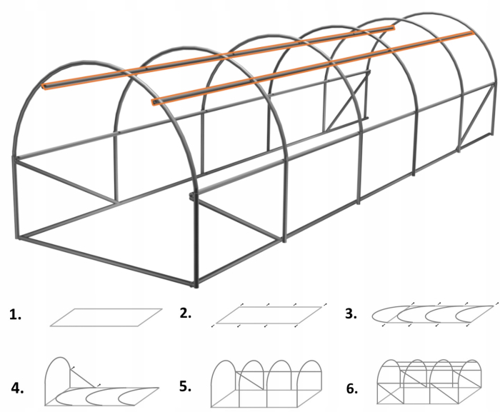 Sera gradina tip tunel 400x800x200 cm, folie PE 140g/m2 UV4, 6 segmente, 12 ferestre, usa fermoar, 32 mp, verde [3]