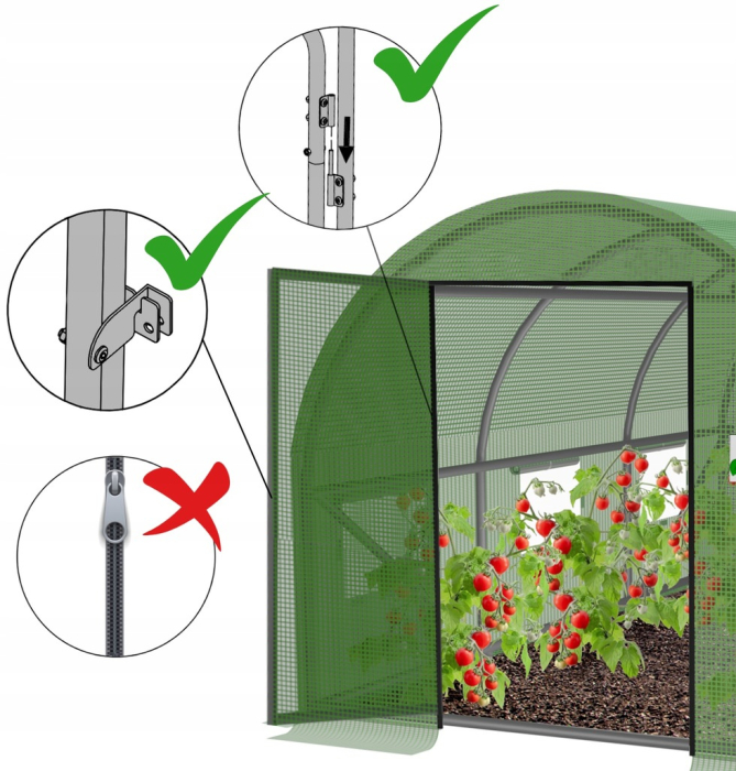 Sera gradina tip tunel 500x1000x200 cm, folie PE 140g/m2 UV4, 10 segmente, 20 ferestre, usa cadru metalic balamale, 50 mp, verde [3]