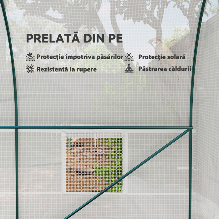  Sera de Gradina Tip Tunel cu Cadrul din Otel si 4 Ferestre din PE 2.5x2x2m, Alba [4]