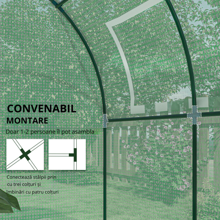  Sera de gradina tip tunel cu ferestre si usi rulante, sera pentru plante cu invelis din PE, verde, 180x180x200cm [7]