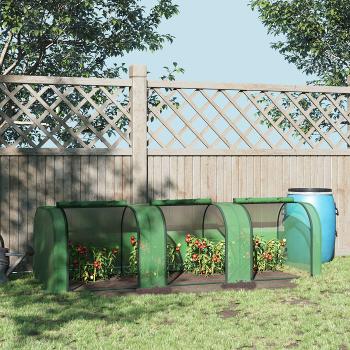  Sera de Gradina tip Tunel din Otel si Plastic PP cu Usi care se Ruleaza 295x100x80 cm, Verde [2]