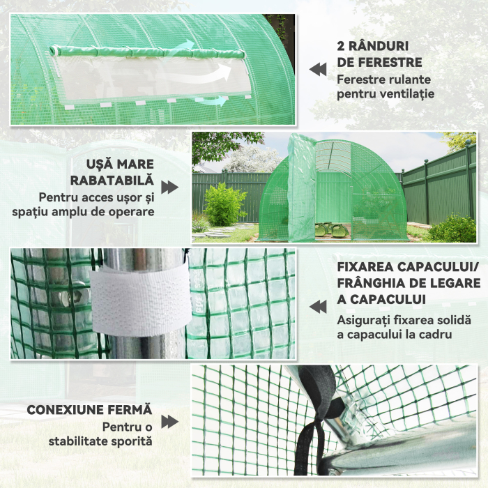  Sera de Gradina Tunel pentru Cultivare Plante in PE, 600x300x200cm, usa unica [6]