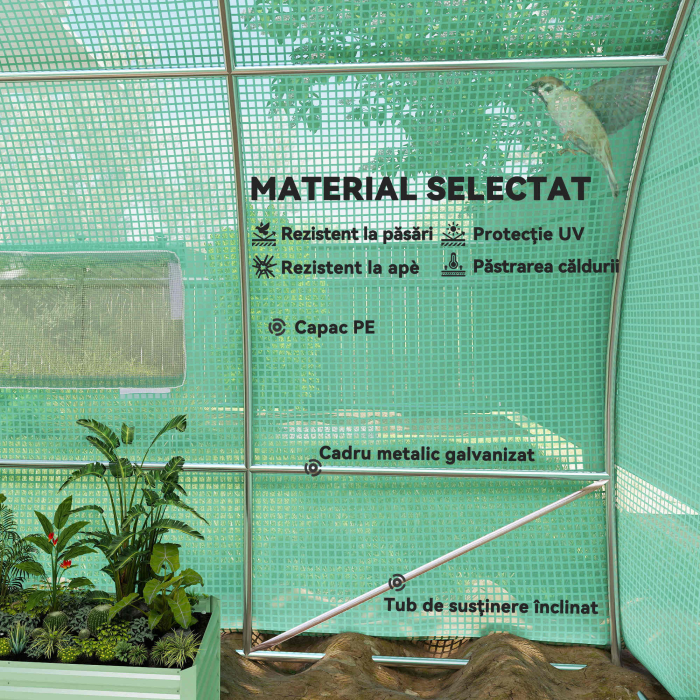  Sera de Gradina Tunel pentru Cultivare Plante in PE, 600x300x200cm, usa unica [4]