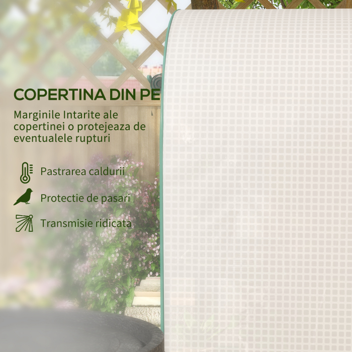  Sera de Gradina Verticala cu 4 Rafturi din Metal si Acoperire din PE, 80x50x160 cm, Alba [4]