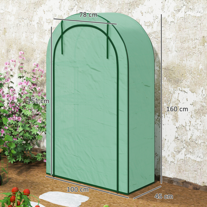  Sera de Perete cu 4 Niveluri, cu Usa cu Balamale, din Otel si PE, 100x45x160 cm, Verde [3]