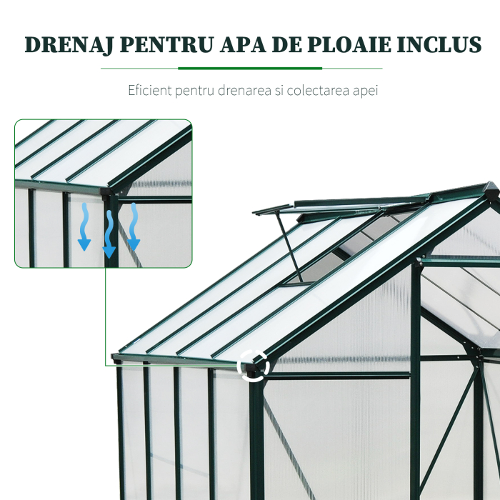 Sera de Plante Mare  183 x 244 x 213 cm pentru Curte, Uz Exterior, cu Fereastra si Usa, Cadru de Aluminiu, Placi BC [7]