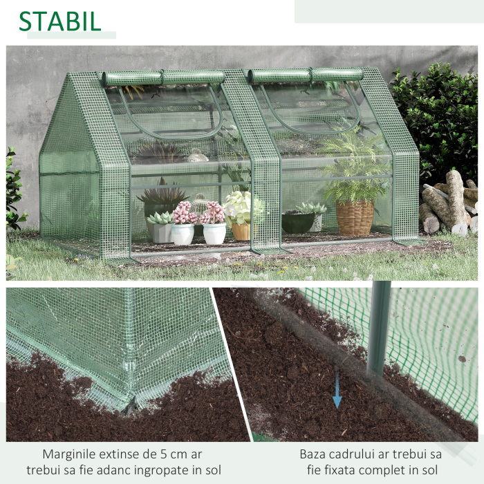  sera din otel, copertina PE 180x90x90 cm, verde [5]