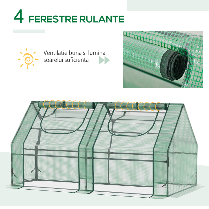  sera din otel, copertina PE 180x90x90 cm, verde [6]