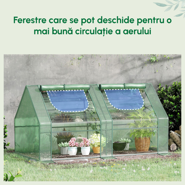  sera din otel, copertina PE 180x90x90 cm, verde [8]