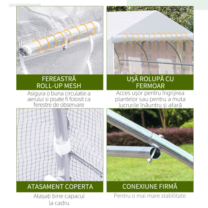  Sera Gradina 450×300×200 cm - Fier & PE, Acoperis inclinat [6]