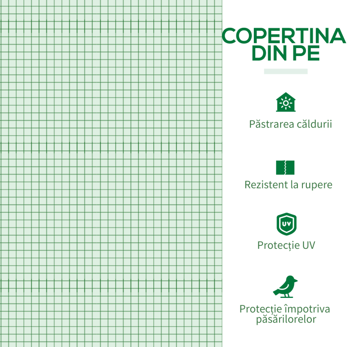  Sera Mica cu 2 Ferestre Laterale si Fereastra Centrala, din Otel, PE si PP, 240x90x90 cm, Verde [5]