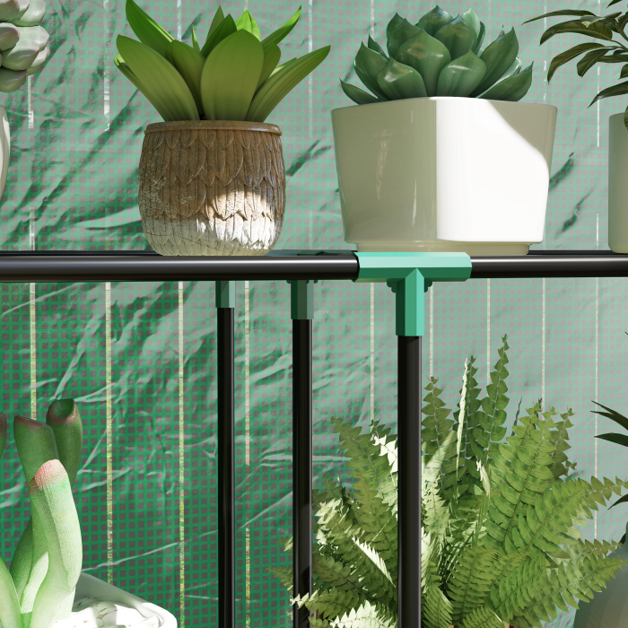  Sera Mini cu 3 Niveluri, Copertina din PE cu Armatura si Usa Rulabila, 100x40x150 cm, Verde [8]