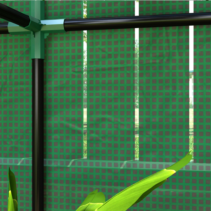  Sera Mini cu 3 Niveluri, Copertina din PE cu Armatura si Usa Rulabila, 100x40x150 cm, Verde [9]