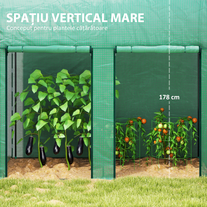  Sera pentru gradina 2 m² dim. 2L x 1l x 1,78H m 2 Usi cu fermoar rulante Otel PE inalta densitate 140 g/m² Anti-UV verde [4]