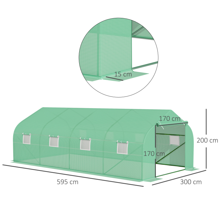 , sera pentru gradina cu acoperis, 6x3x2, verde | Aosom Ro [3]