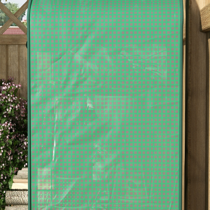  Sera pentru Plante cu 4 Rafturi si Usa Rulabila, din Metal si PE, 69x49x158 cm, Verde inchis [9]