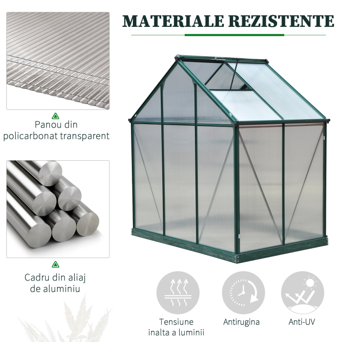  sera pentru plante pentru utilizare in curte/in aer liber, cu fereastra si usa, cadru din aluminiu, placa de calculator [5]