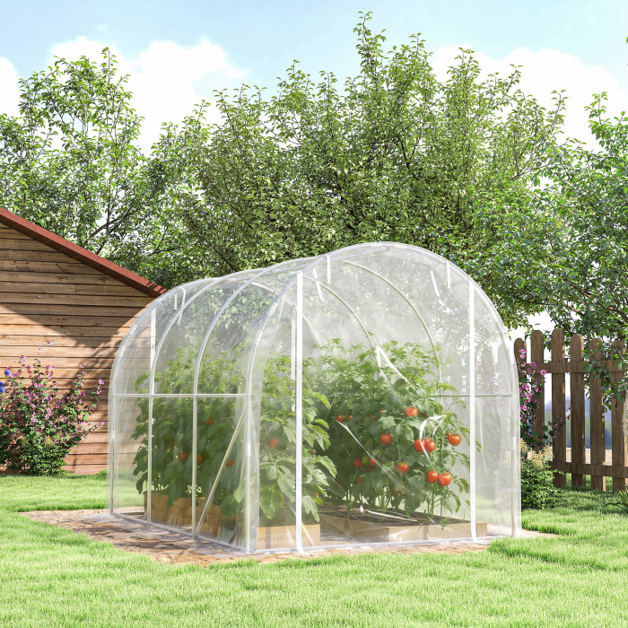  Sera tip tunel 2x3x2 m cu usi rulabile, cadru din otel si acoperire din PE anti-UV, transparenta [9]
