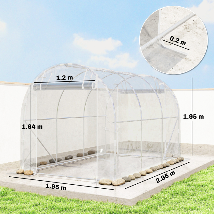  Sera tip tunel 2x3x2 m cu usi rulabile, cadru din otel si acoperire din PE anti-UV, transparenta [3]