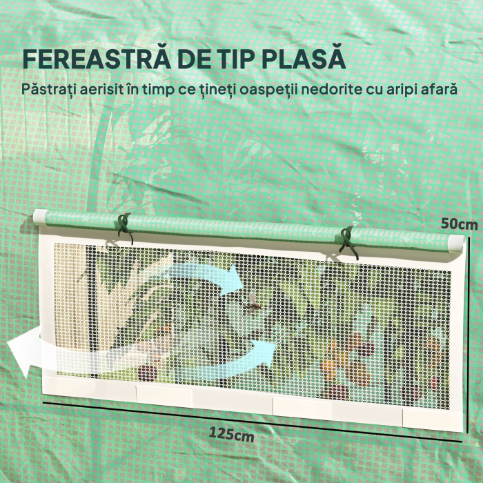  Sera tip tunel pentru gradina 3x3x2 m din otel si PE anti-UV cu usi rulabile si ferestre, verde [6]