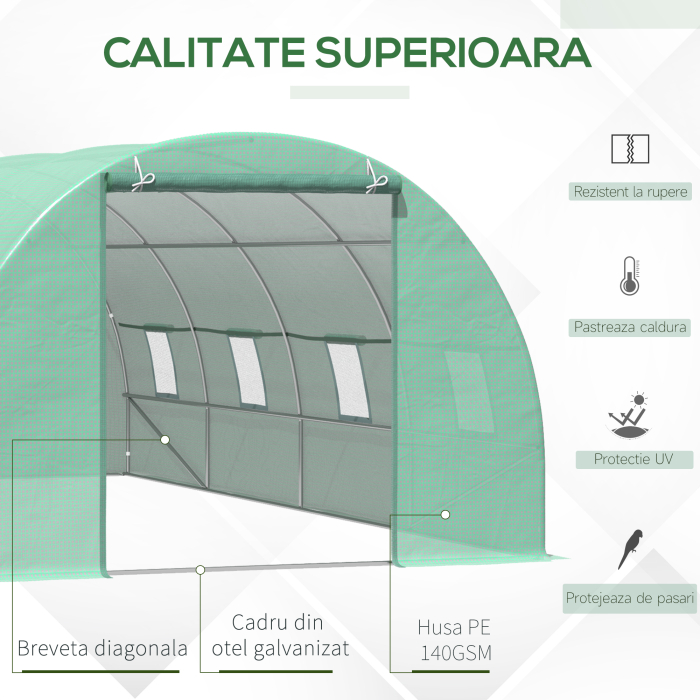  Sera Tip Tunel pentru Plante, Verde, 6x3x2 m [5]