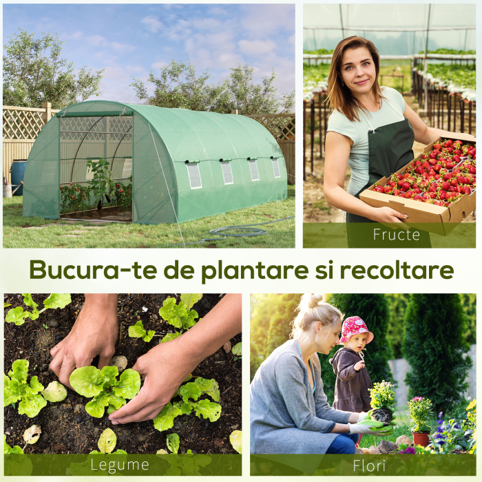  Sera Tip Tunel pentru Plante, Verde, 6x3x2 m [8]