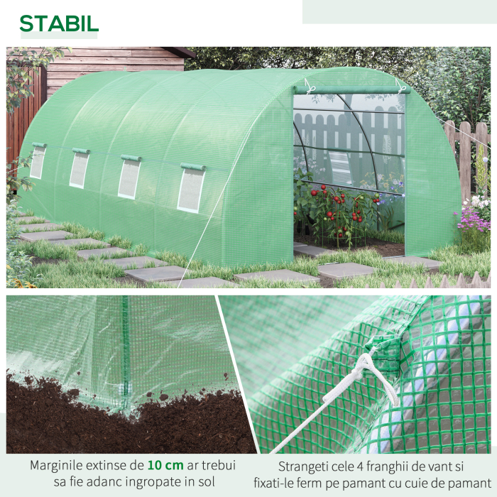  Sera Tip Tunel pentru Plante, Verde, 6x3x2 m [7]