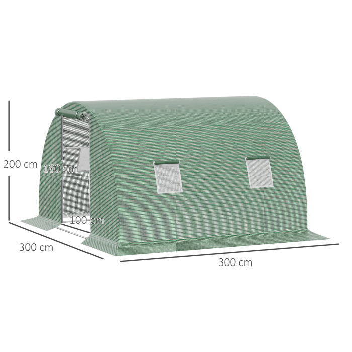  Sera tunel de gradina cu protectie din PE, Usa cu incuietoare si 4 ferestre, verde [3]