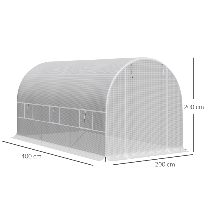  Sera Tunel Gradina 4×2×2 m, Cadru Otel Galvanizat, Prelata PE, 6 Ferestre Rulabile, Ventilatie si Protectie UV [3]