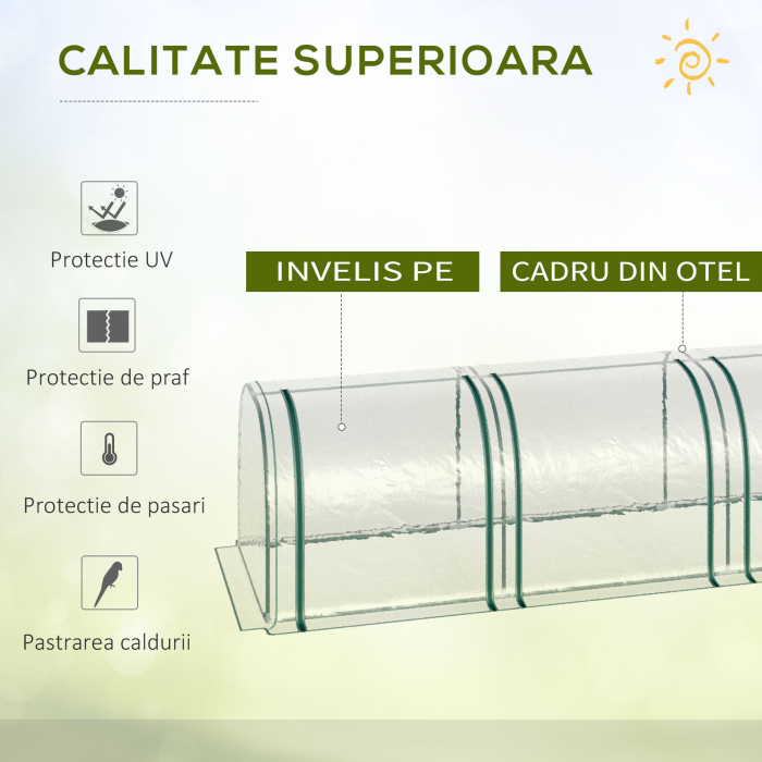  Sera Tunel PVC & Otel - 295×100×80 cm, Cu Usi Fermoar [5]