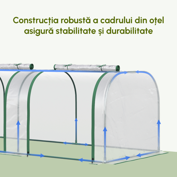  Sera Tunel PVC & Otel - 295×100×80 cm, Cu Usi Fermoar [4]