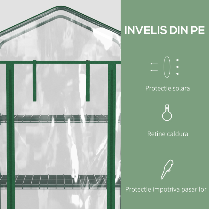  Sera Verticala Alb 4 Rafturi - Otel & PVC, Pentru Balcon/Terasa [4]