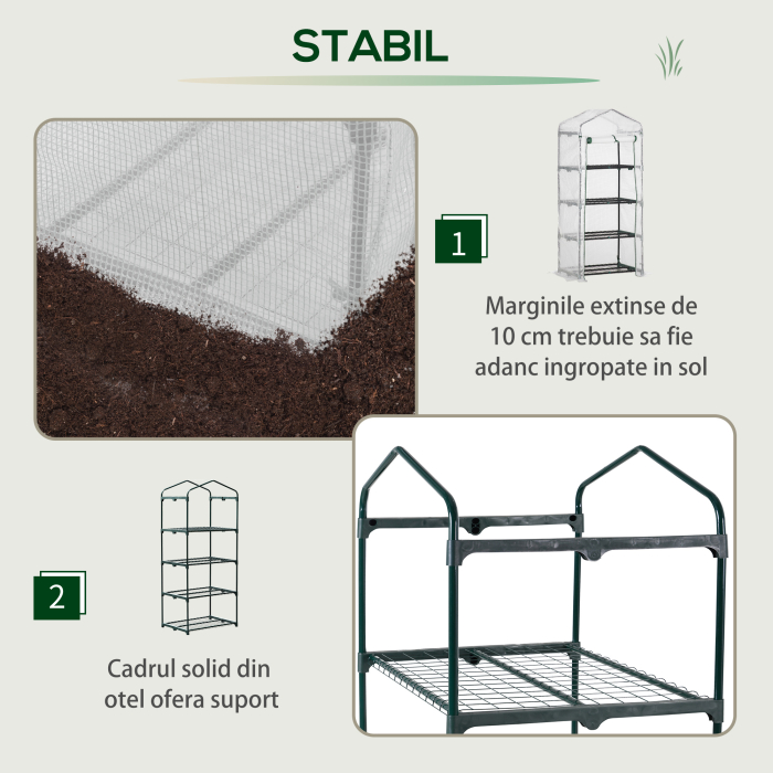   Sera verticala cu etajera cu 4 rafturi, sera pentru balcon si terasa din otel si PE alb, 70x50x160cm [4]